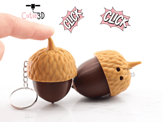 Digital Downloads - Cutie3D Acorn Keycap Fidget Clicker Keychain - Cute Backpack Keychain