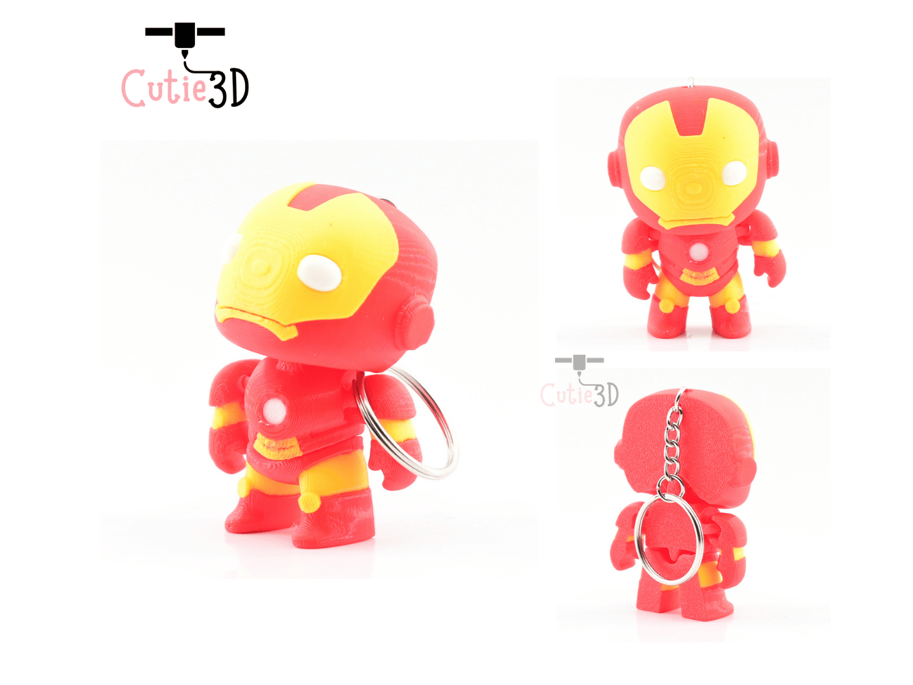 Digital Downloads - Cutie3D Articulated Hero Armored Iron Suit Keychain - Cute Backpack Keychain