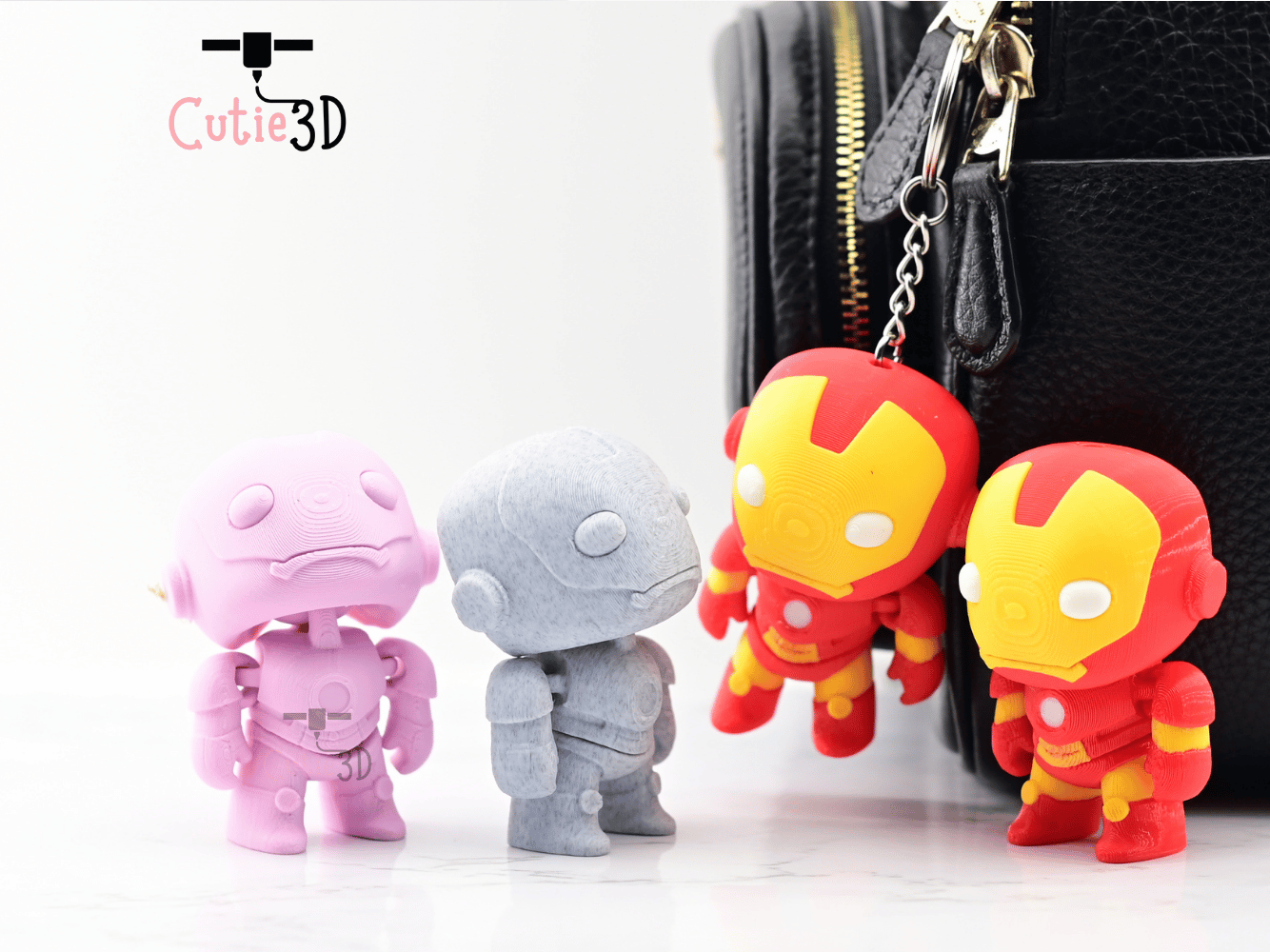 Digital Downloads - Cutie3D Articulated Hero Armored Iron Suit Keychain - Cute Backpack Keychain