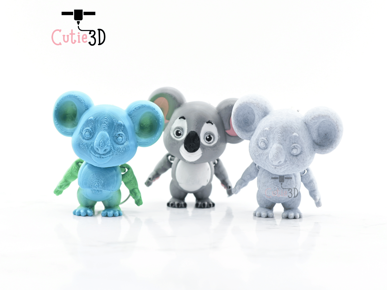 Digital Downloads - Cutie3D Articulated Koala Keychain - Cute Animal Keychain - Cute Backpack Keychain