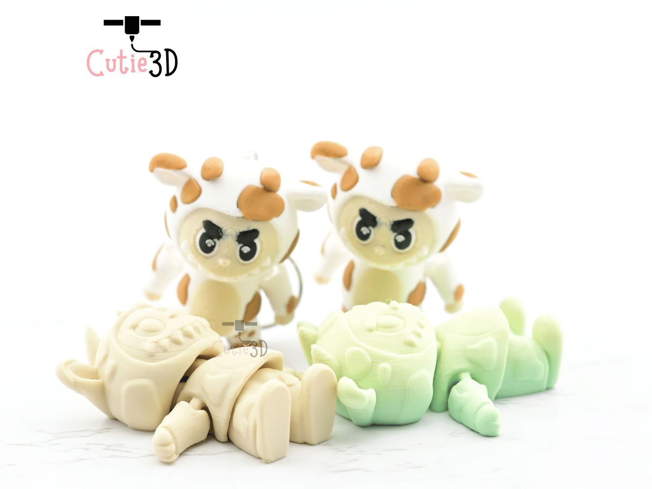 Digital Downloads - Cutie3D Articulated Labubu In Cow Custom Keychain - Cute Backpack Keychain