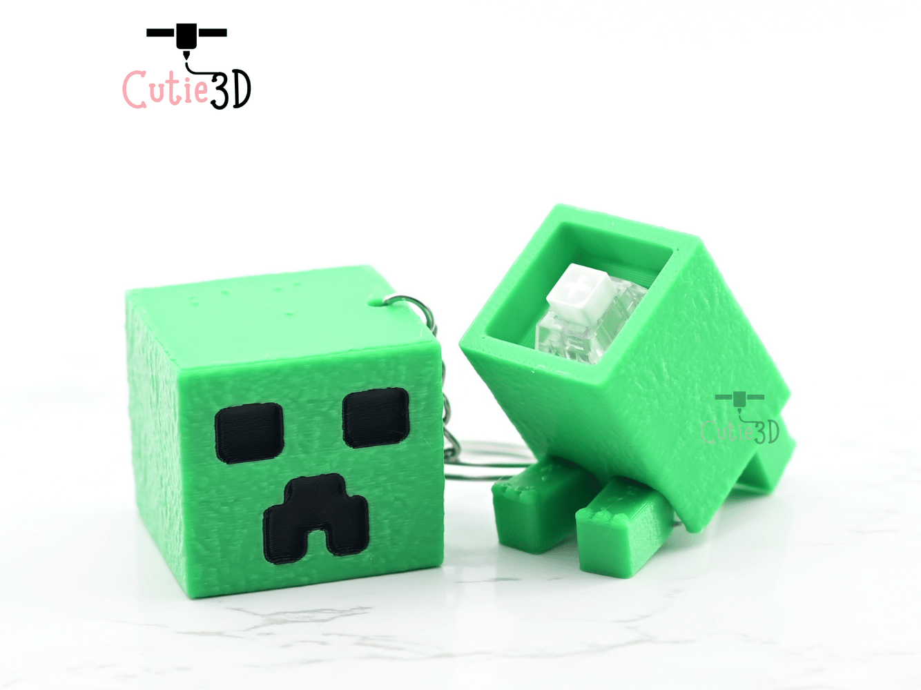 Digital Downloads - Cutie3D Articulated Minecraft Creeper Keycap Fidget Clicker Keychain - Cute Backpack Keychain