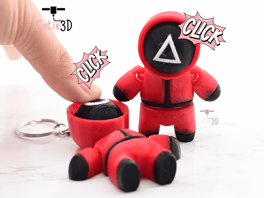Digital Downloads - Cutie3D Articulated Squid Game Keycap Fidget Clicker Keychain - Cute Backpack Keychain