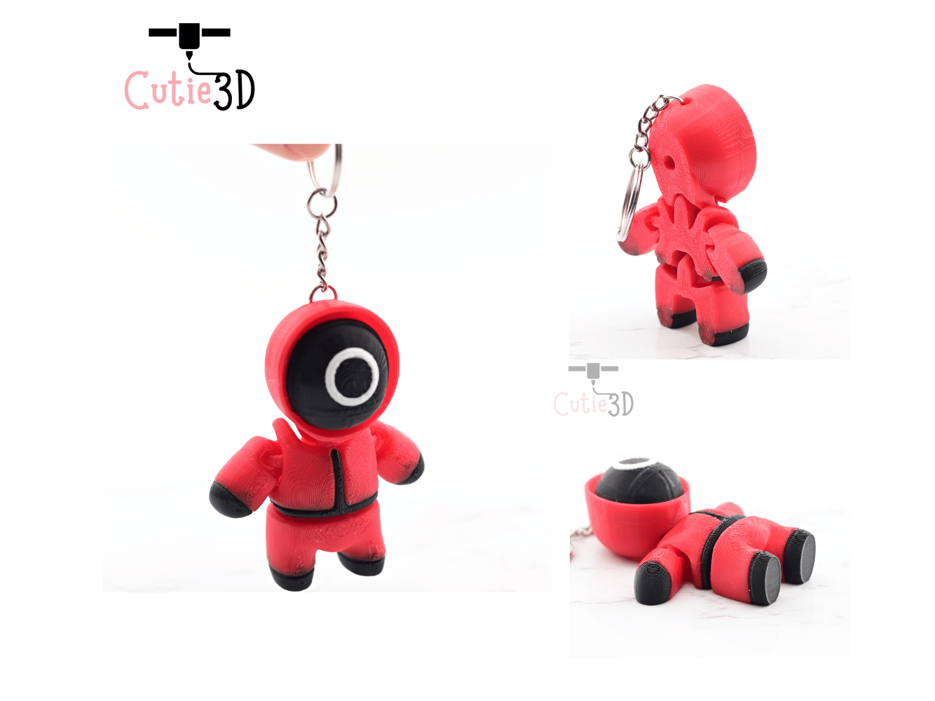 Digital Downloads - Cutie3D Articulated Squid Game Keycap Fidget Clicker Keychain - Cute Backpack Keychain