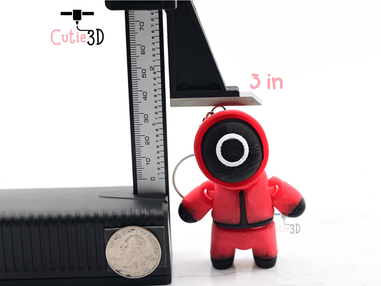 Digital Downloads - Cutie3D Articulated Squid Game Keycap Fidget Clicker Keychain - Cute Backpack Keychain