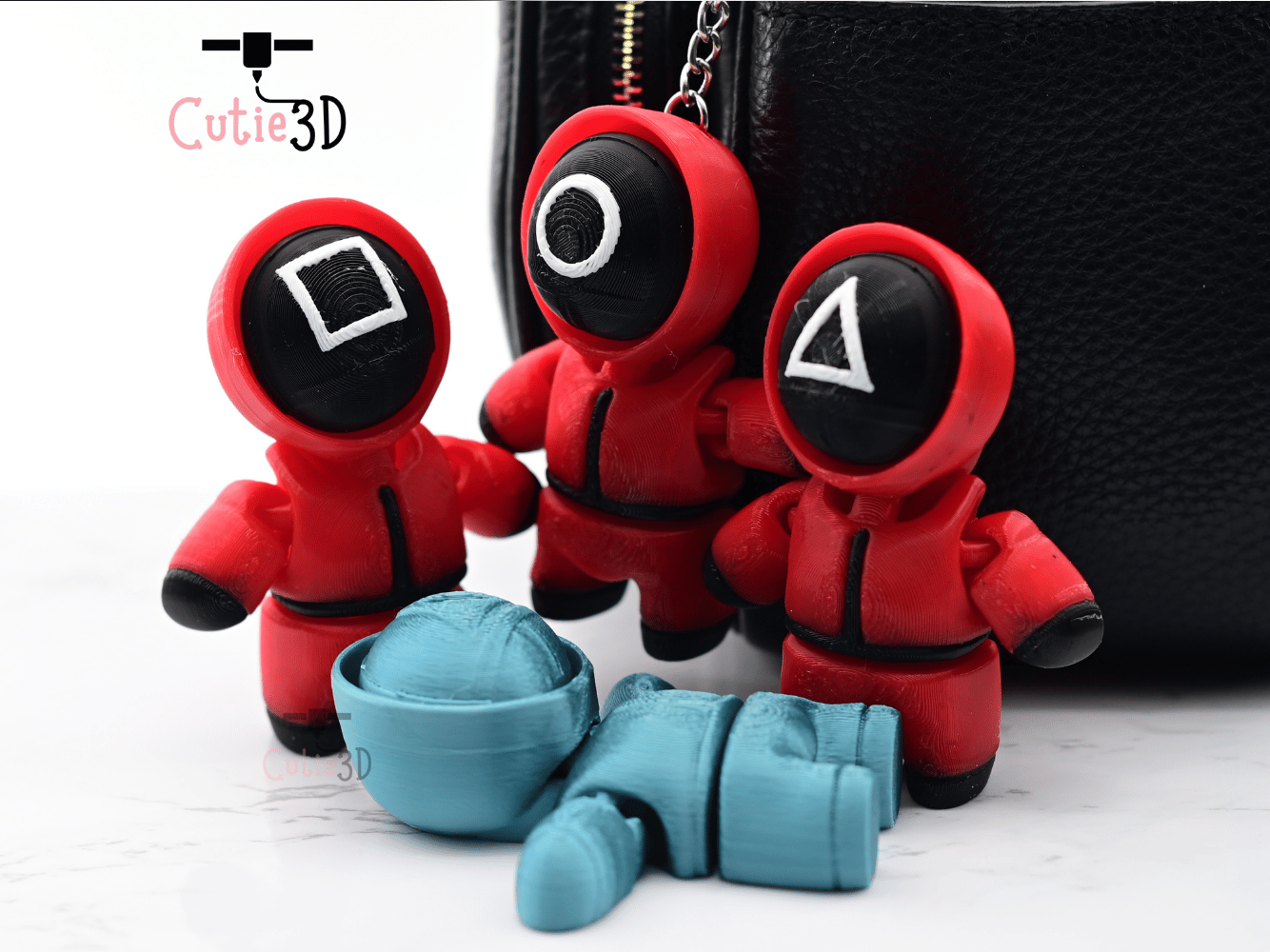 Digital Downloads - Cutie3D Articulated Squid Game Keycap Fidget Clicker Keychain - Cute Backpack Keychain