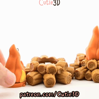 Digital Downloads - Cutie3D Autumn Campfire Log Keycap Fidget Clicker Keychain - Cute Backpack Keychain