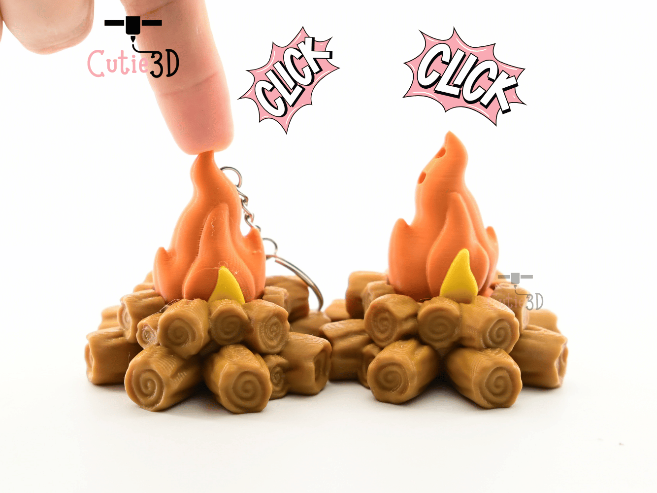Digital Downloads - Cutie3D Autumn Campfire Log Keycap Fidget Clicker Keychain - Cute Backpack Keychain