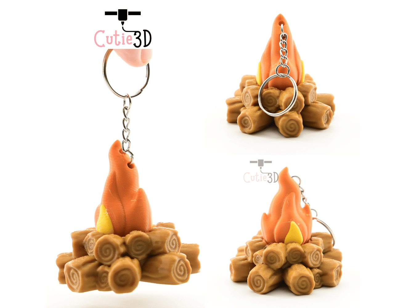 Digital Downloads - Cutie3D Autumn Campfire Log Keycap Fidget Clicker Keychain - Cute Backpack Keychain