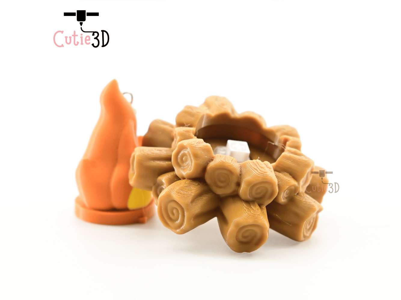 Digital Downloads - Cutie3D Autumn Campfire Log Keycap Fidget Clicker Keychain - Cute Backpack Keychain