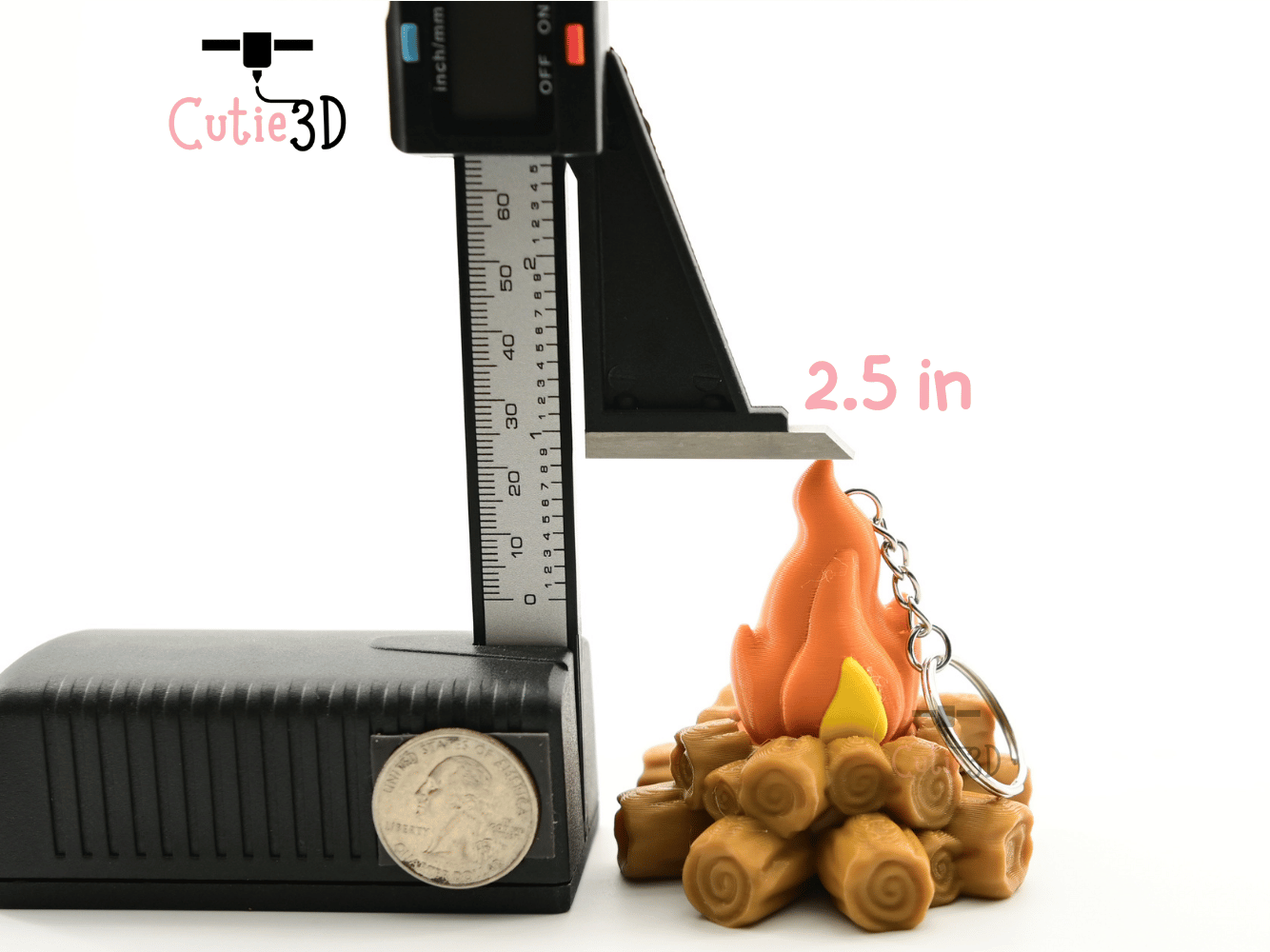 Digital Downloads - Cutie3D Autumn Campfire Log Keycap Fidget Clicker Keychain - Cute Backpack Keychain