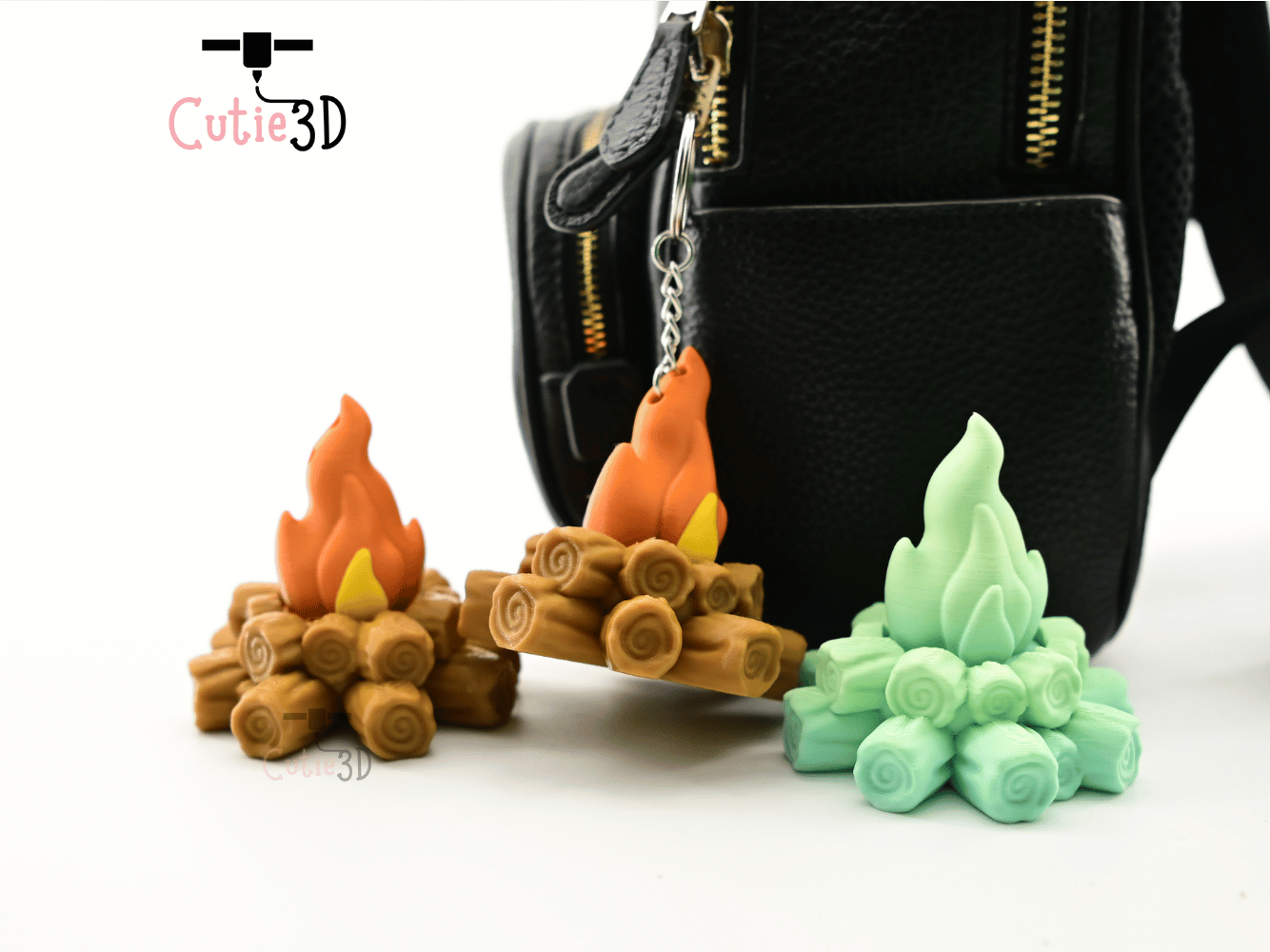 Digital Downloads - Cutie3D Autumn Campfire Log Keycap Fidget Clicker Keychain - Cute Backpack Keychain