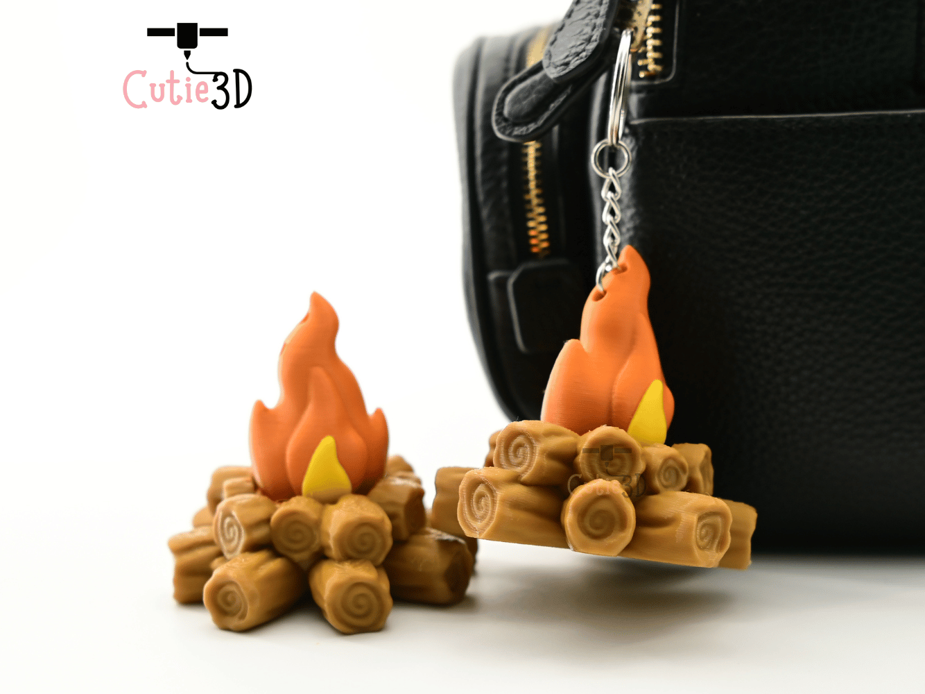 Digital Downloads - Cutie3D Autumn Campfire Log Keycap Fidget Clicker Keychain - Cute Backpack Keychain