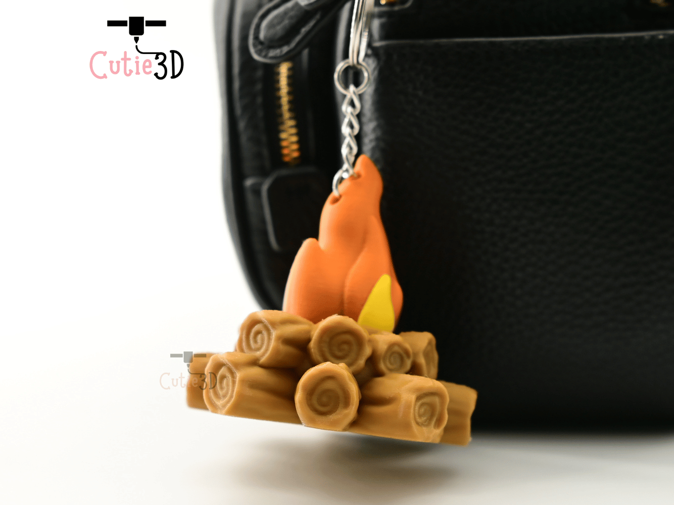 Digital Downloads - Cutie3D Autumn Campfire Log Keycap Fidget Clicker Keychain - Cute Backpack Keychain