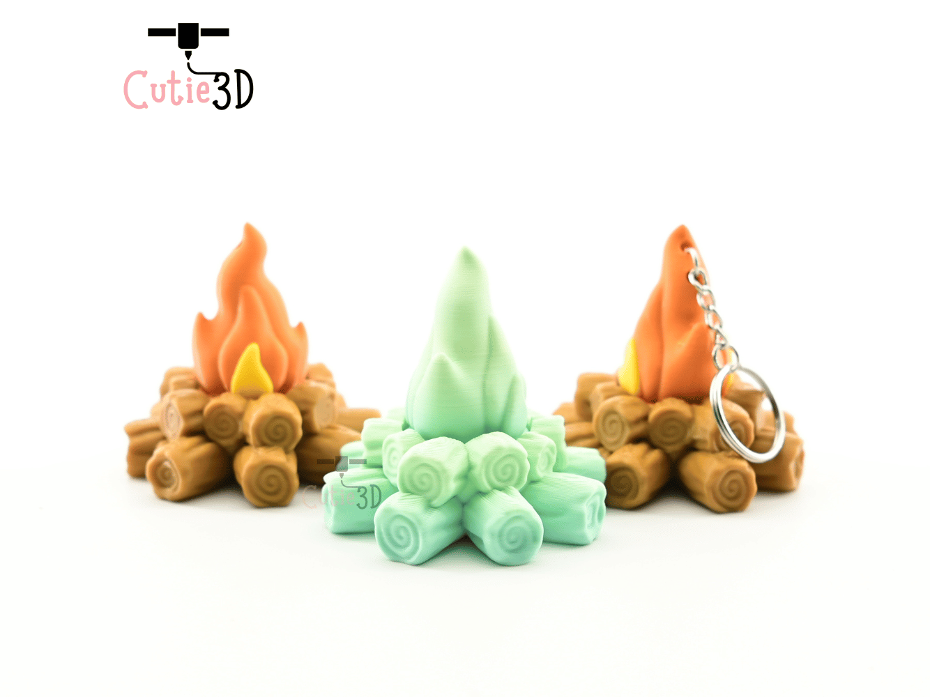 Digital Downloads - Cutie3D Autumn Campfire Log Keycap Fidget Clicker Keychain - Cute Backpack Keychain