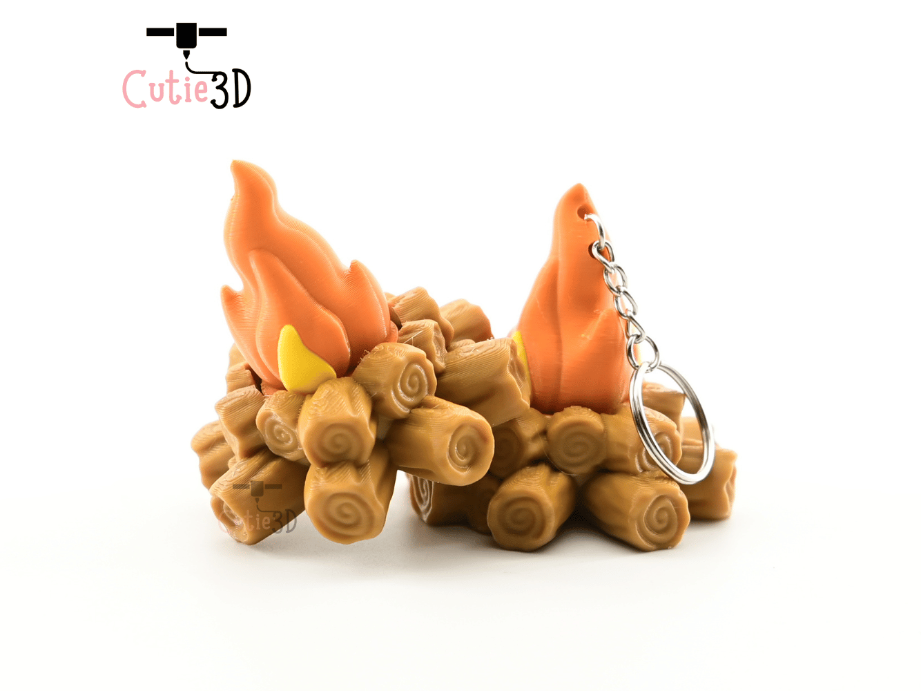 Digital Downloads - Cutie3D Autumn Campfire Log Keycap Fidget Clicker Keychain - Cute Backpack Keychain