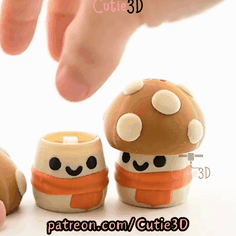 Digital Downloads - Cutie3D Autumn Cozy Mushroom Keycap Fidget Clicker Keychain - Cute Backpack Keychain