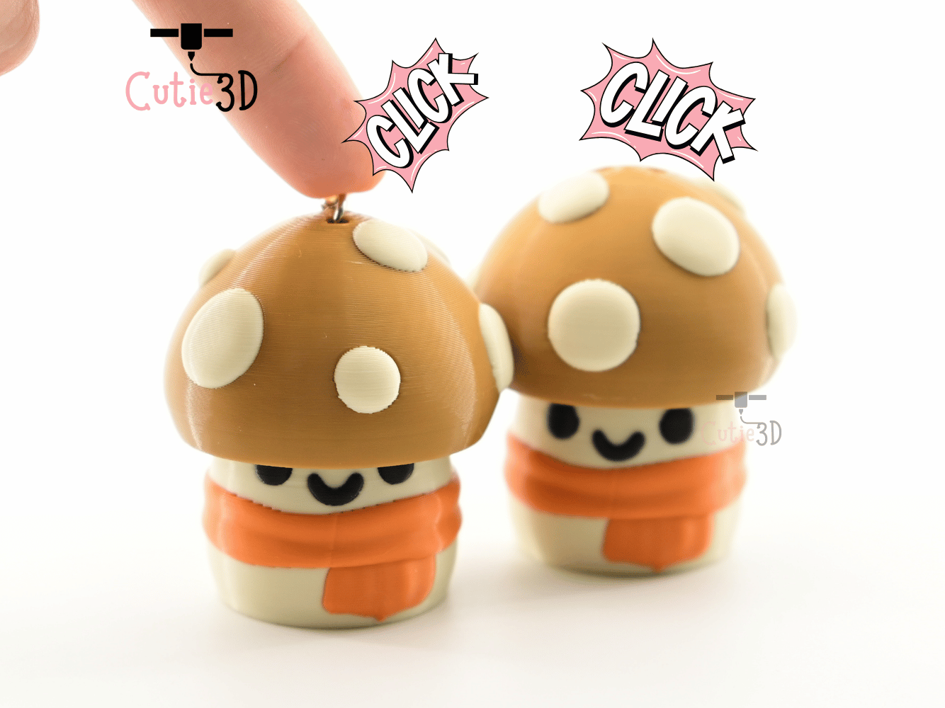 Digital Downloads - Cutie3D Autumn Cozy Mushroom Keycap Fidget Clicker Keychain - Cute Backpack Keychain