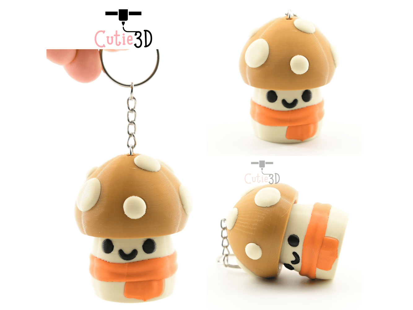 Digital Downloads - Cutie3D Autumn Cozy Mushroom Keycap Fidget Clicker Keychain - Cute Backpack Keychain