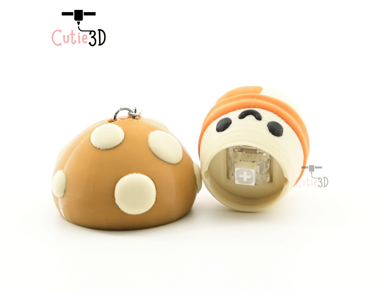 Digital Downloads - Cutie3D Autumn Cozy Mushroom Keycap Fidget Clicker Keychain - Cute Backpack Keychain