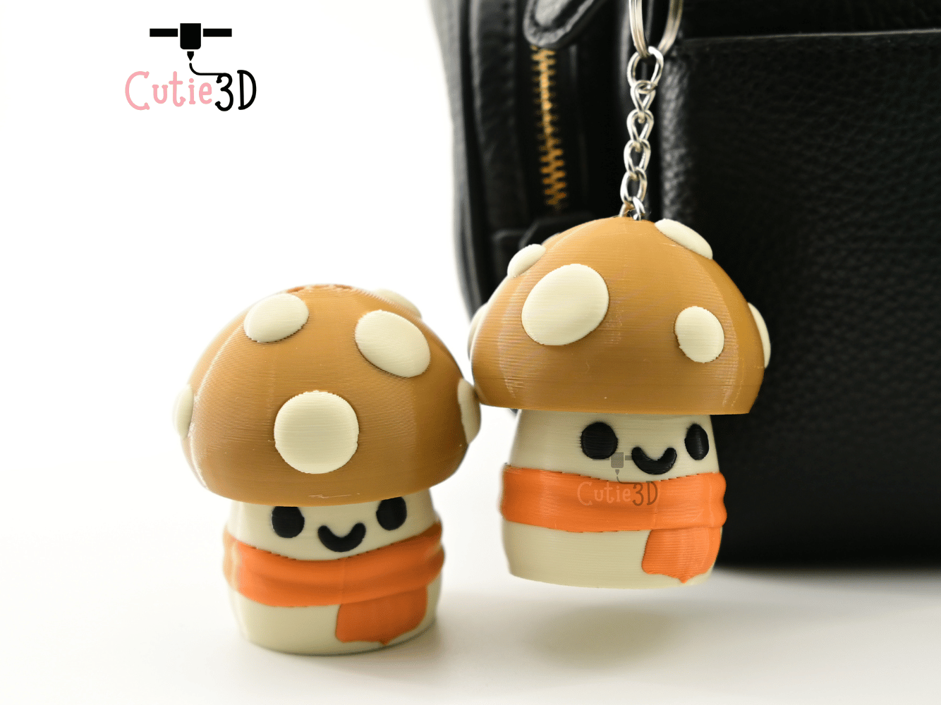 Digital Downloads - Cutie3D Autumn Cozy Mushroom Keycap Fidget Clicker Keychain - Cute Backpack Keychain