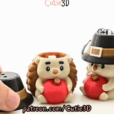 Digital Downloads - Cutie3D Autumn Hedgehog For Animal Lovers Keycap Fidget Clicker Keychain - Cute Backpack Keychain