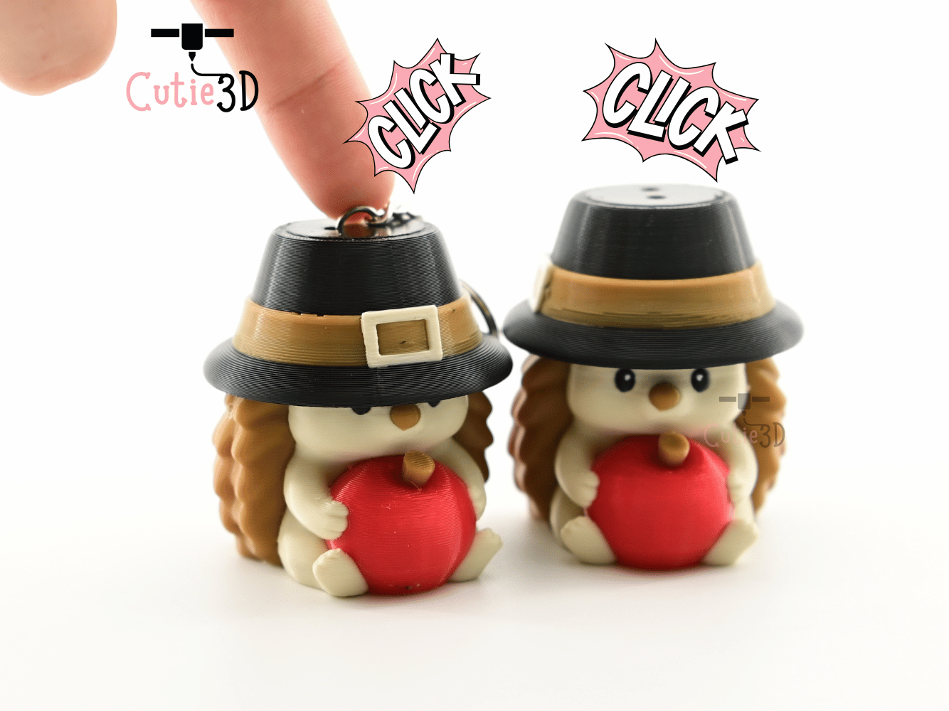 Digital Downloads - Cutie3D Autumn Hedgehog For Animal Lovers Keycap Fidget Clicker Keychain - Cute Backpack Keychain