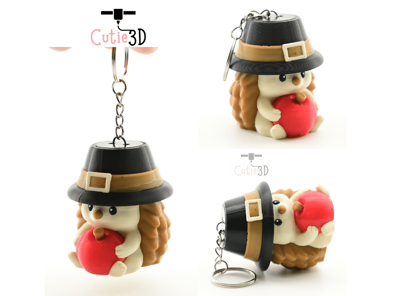 Digital Downloads - Cutie3D Autumn Hedgehog For Animal Lovers Keycap Fidget Clicker Keychain - Cute Backpack Keychain