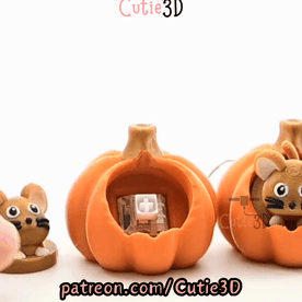 Digital Downloads - Cutie3D Autumn Mouse In Pumpkin Keycap Fidget Clicker Keychain - Cute Backpack Keychain