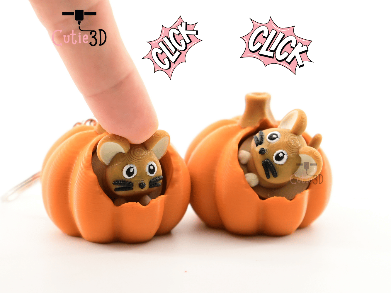 Digital Downloads - Cutie3D Autumn Mouse In Pumpkin Keycap Fidget Clicker Keychain - Cute Backpack Keychain