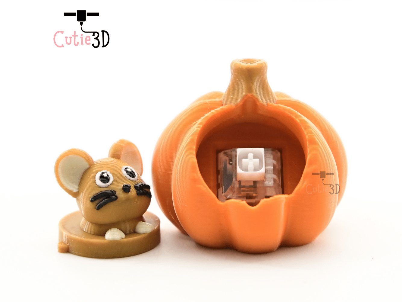Digital Downloads - Cutie3D Autumn Mouse In Pumpkin Keycap Fidget Clicker Keychain - Cute Backpack Keychain