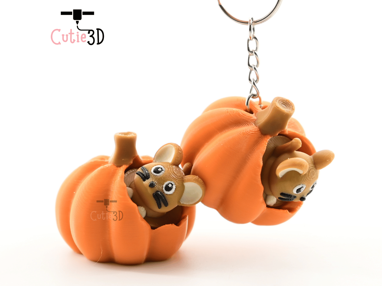 Digital Downloads - Cutie3D Autumn Mouse In Pumpkin Keycap Fidget Clicker Keychain - Cute Backpack Keychain
