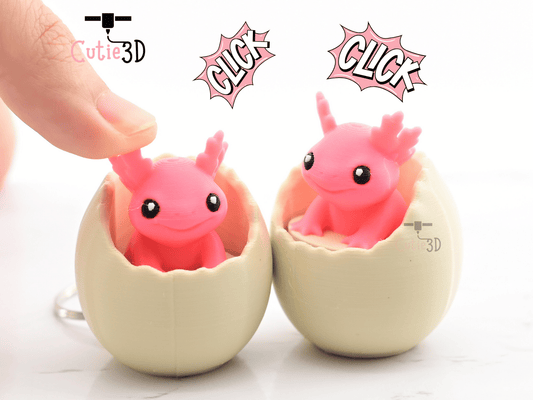Digital Downloads - Cutie3D Axolotl In An Egg Keycap Fidget Clicker Keychain - Cute Backpack Keychain