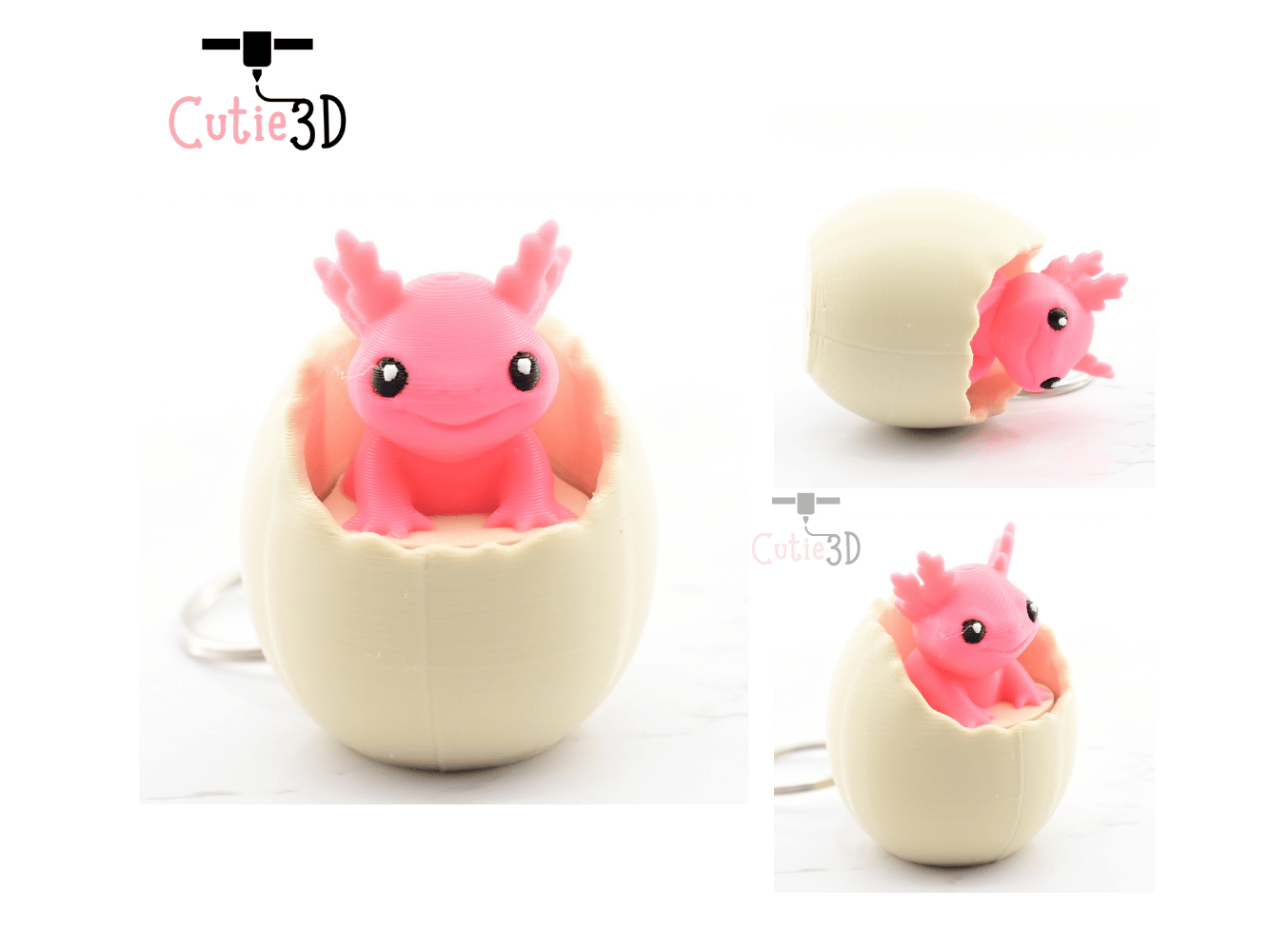 Digital Downloads - Cutie3D Axolotl In An Egg Keycap Fidget Clicker Keychain - Cute Backpack Keychain