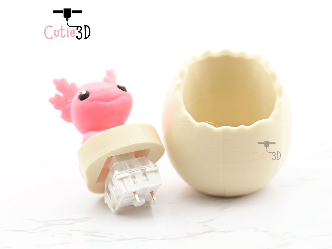 Digital Downloads - Cutie3D Axolotl In An Egg Keycap Fidget Clicker Keychain - Cute Backpack Keychain