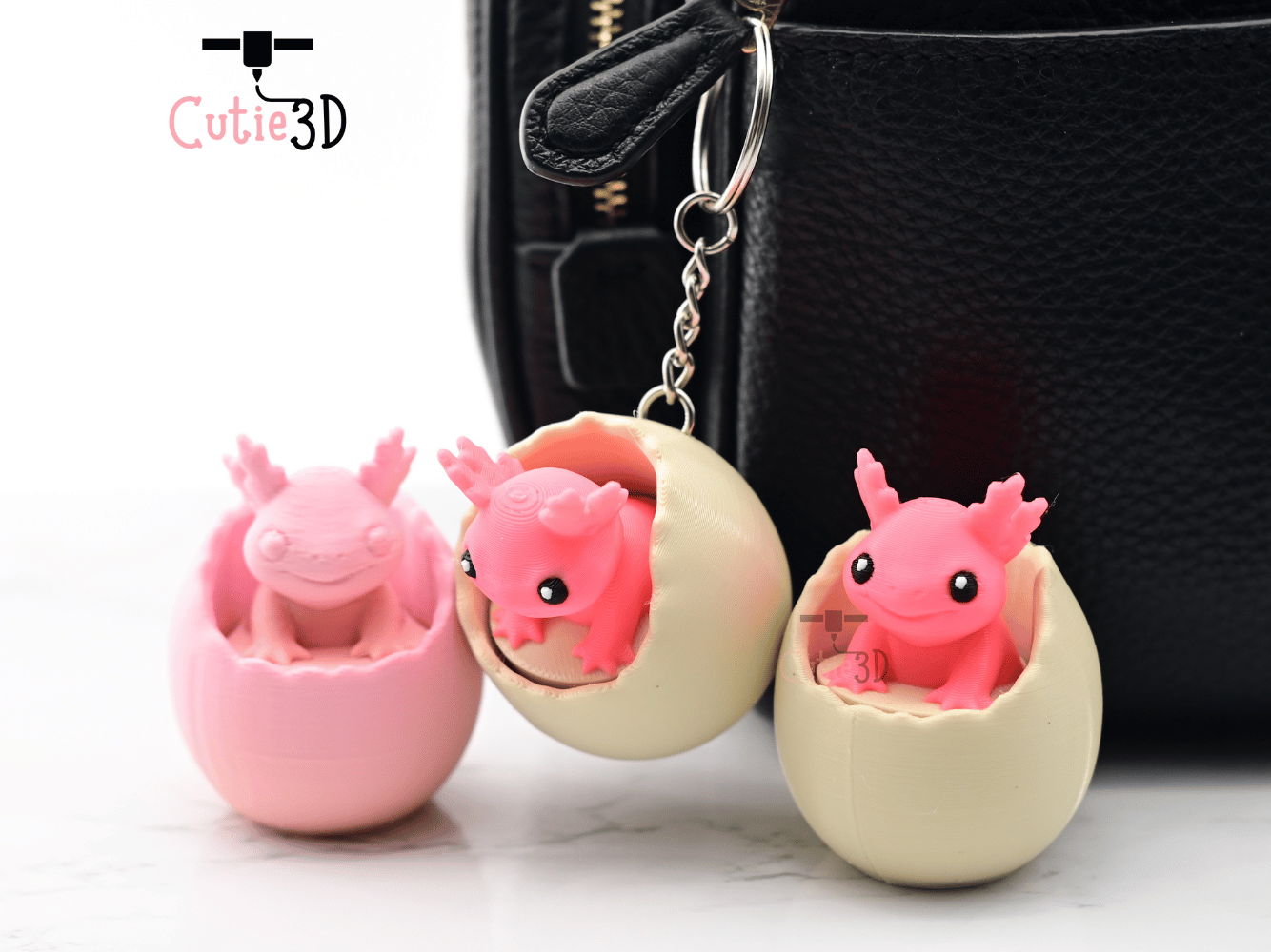 Digital Downloads - Cutie3D Axolotl In An Egg Keycap Fidget Clicker Keychain - Cute Backpack Keychain