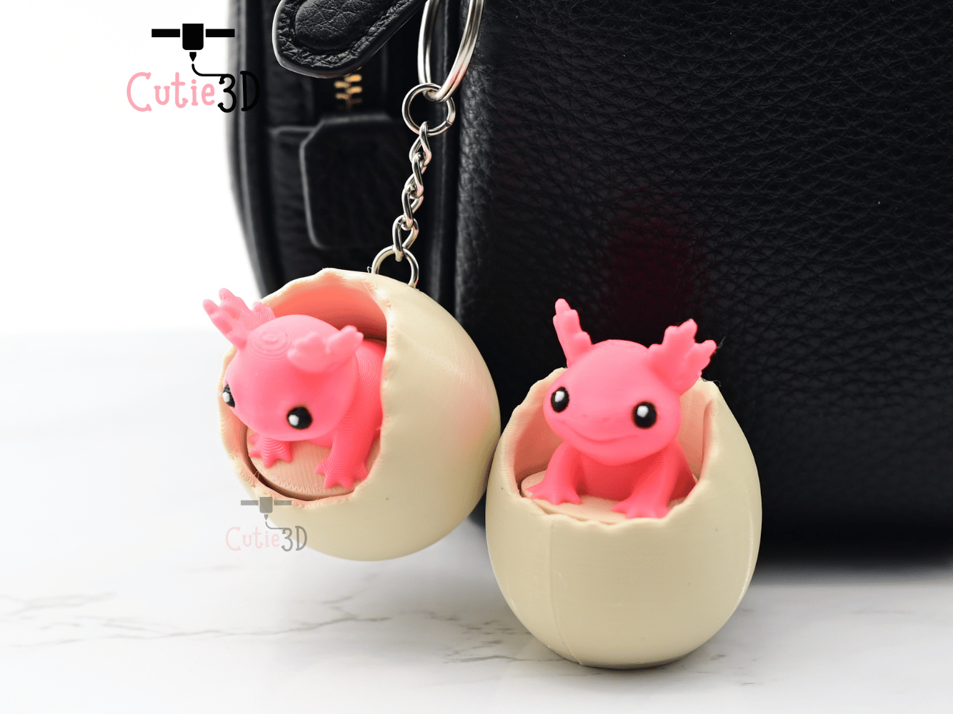 Digital Downloads - Cutie3D Axolotl In An Egg Keycap Fidget Clicker Keychain - Cute Backpack Keychain