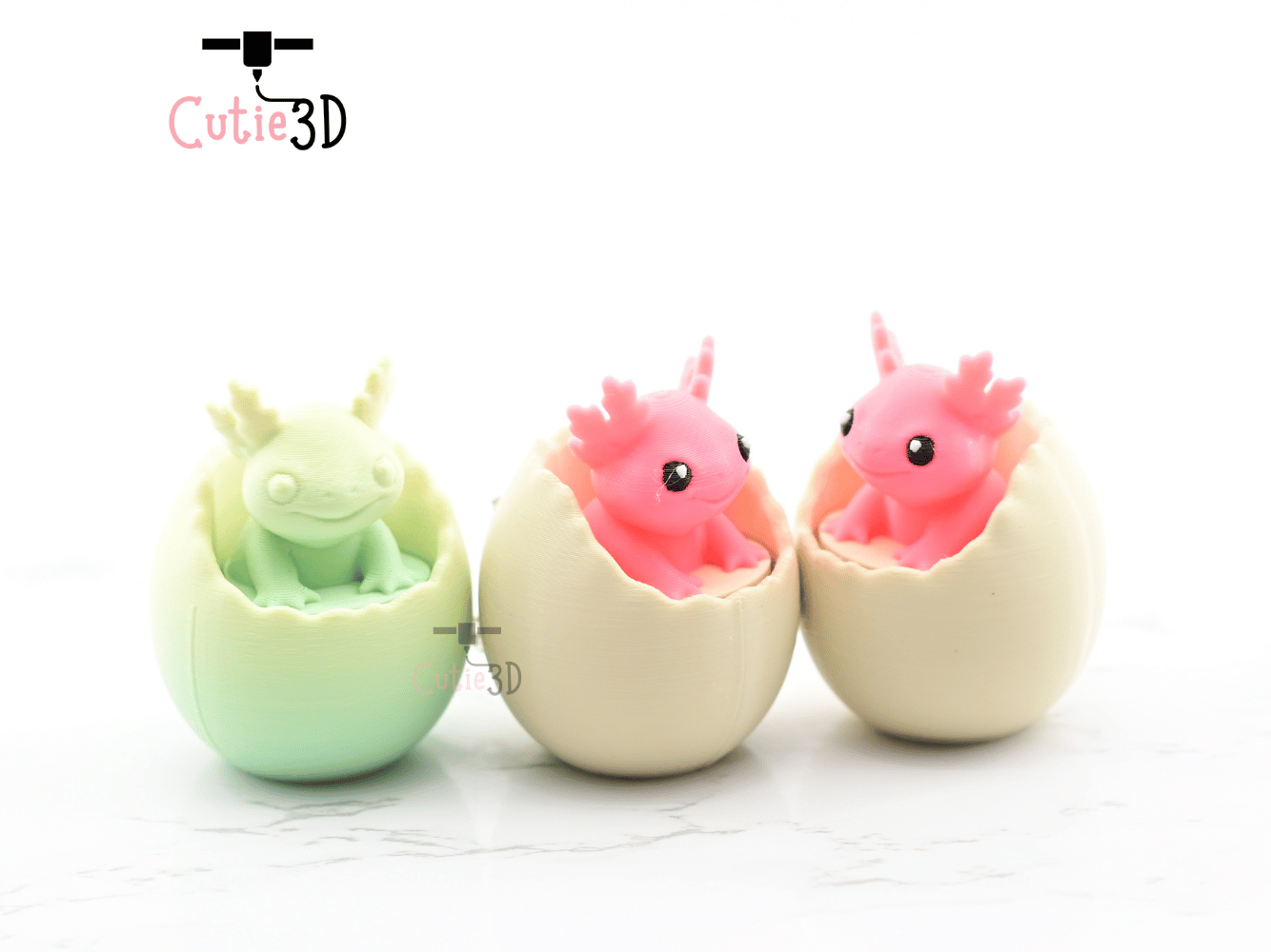 Digital Downloads - Cutie3D Axolotl In An Egg Keycap Fidget Clicker Keychain - Cute Backpack Keychain