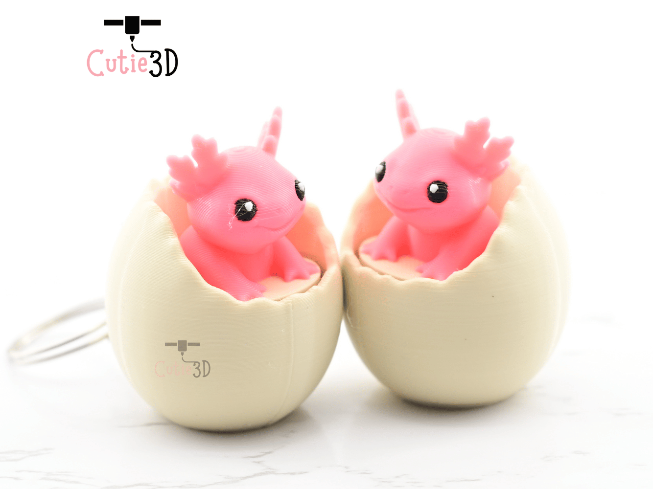 Digital Downloads - Cutie3D Axolotl In An Egg Keycap Fidget Clicker Keychain - Cute Backpack Keychain