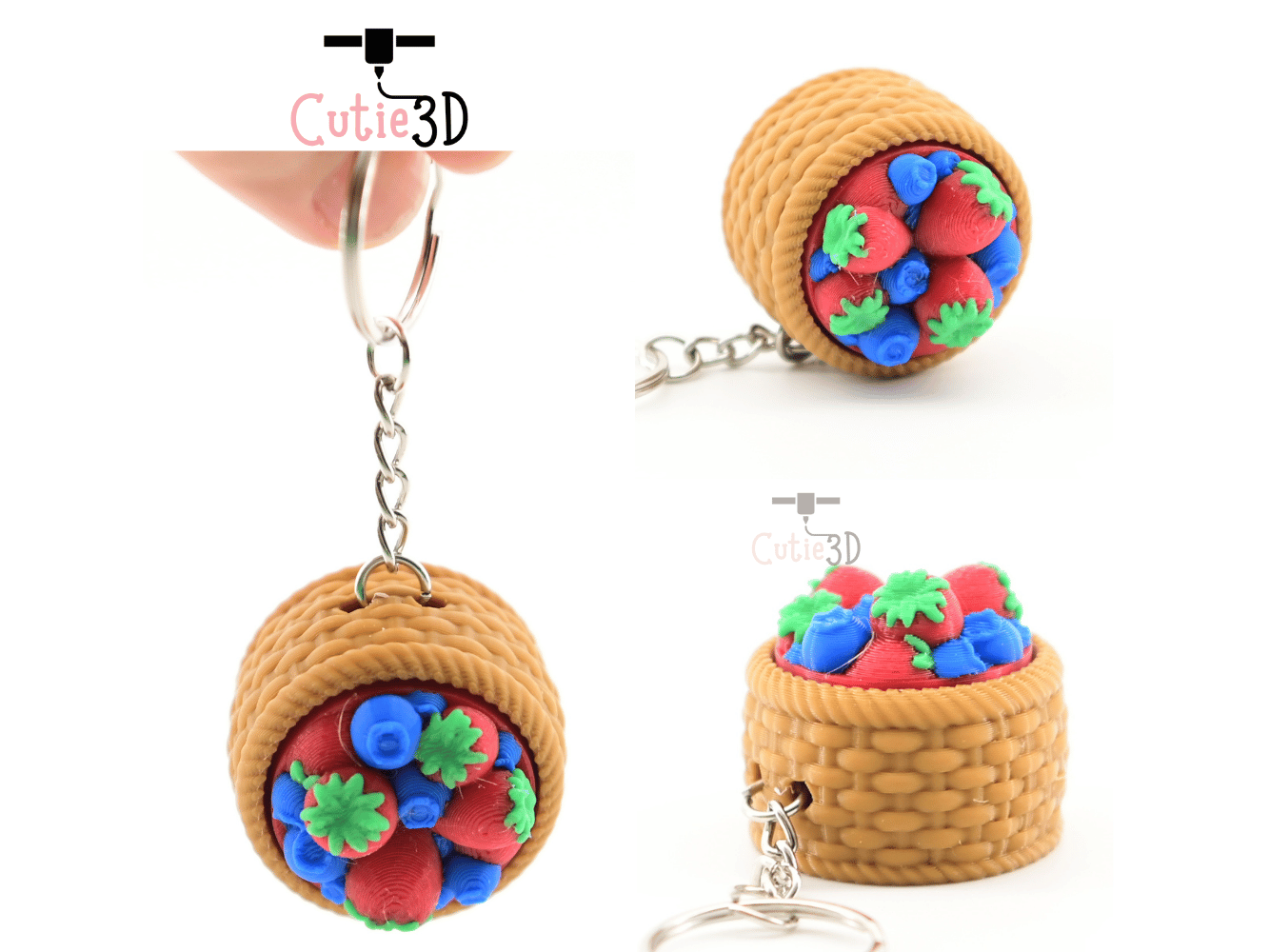 Digital Downloads - Cutie3D Basket Of Berries Keycap Fidget Clicker Keychain - Cute Backpack Keychain