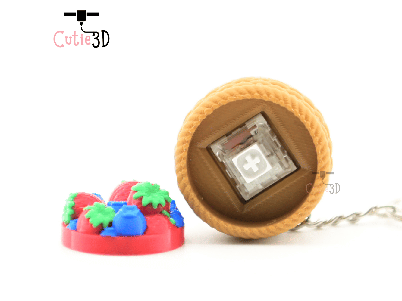 Digital Downloads - Cutie3D Basket Of Berries Keycap Fidget Clicker Keychain - Cute Backpack Keychain