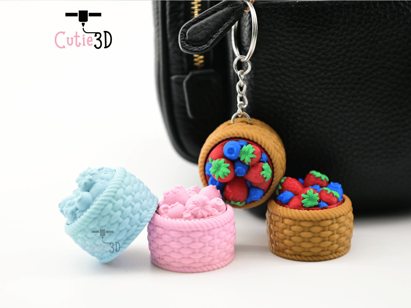 Digital Downloads - Cutie3D Basket Of Berries Keycap Fidget Clicker Keychain - Cute Backpack Keychain