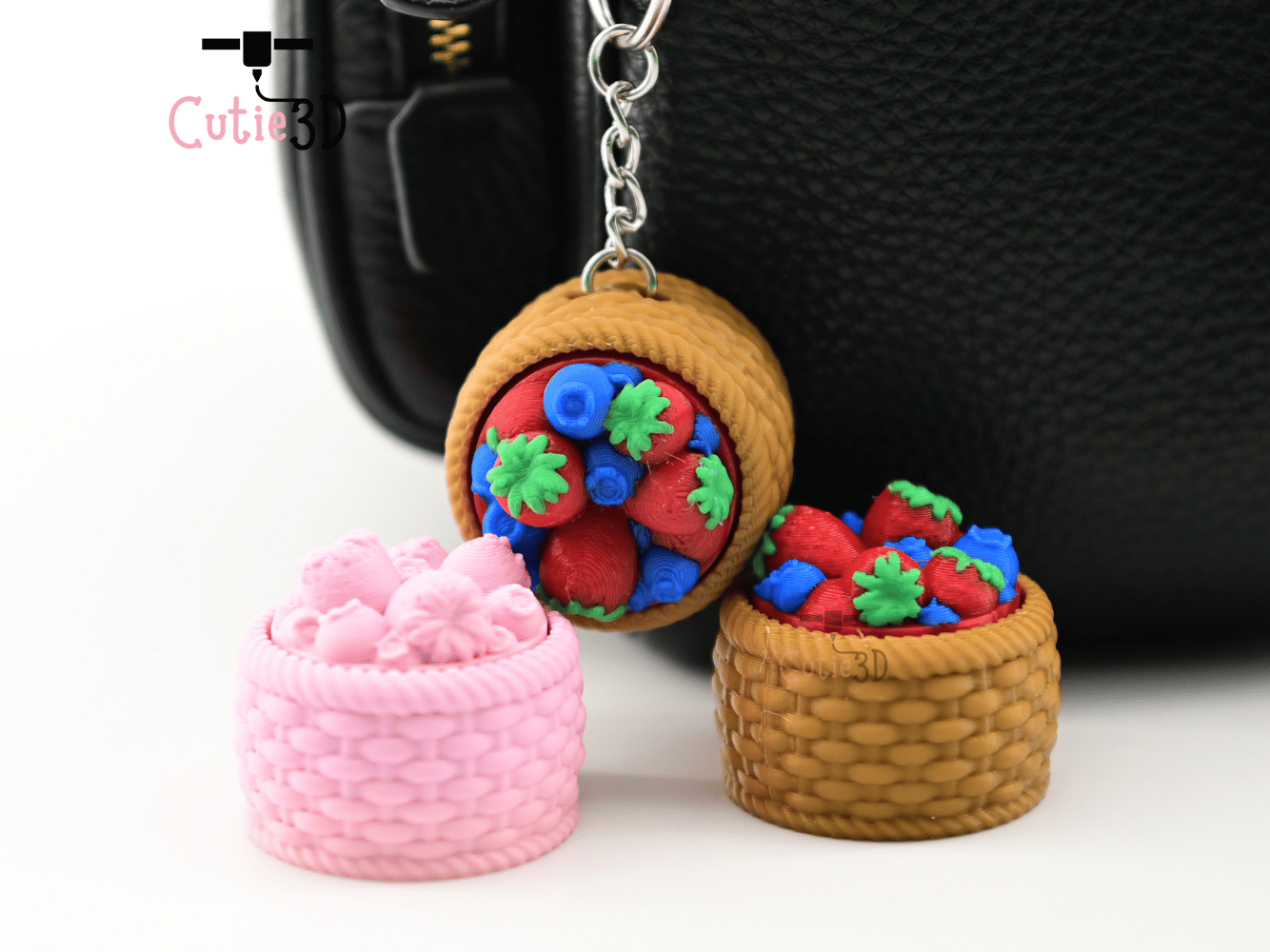 Digital Downloads - Cutie3D Basket Of Berries Keycap Fidget Clicker Keychain - Cute Backpack Keychain