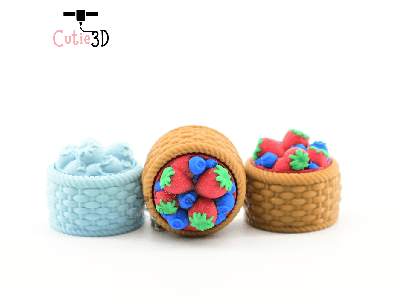 Digital Downloads - Cutie3D Basket Of Berries Keycap Fidget Clicker Keychain - Cute Backpack Keychain