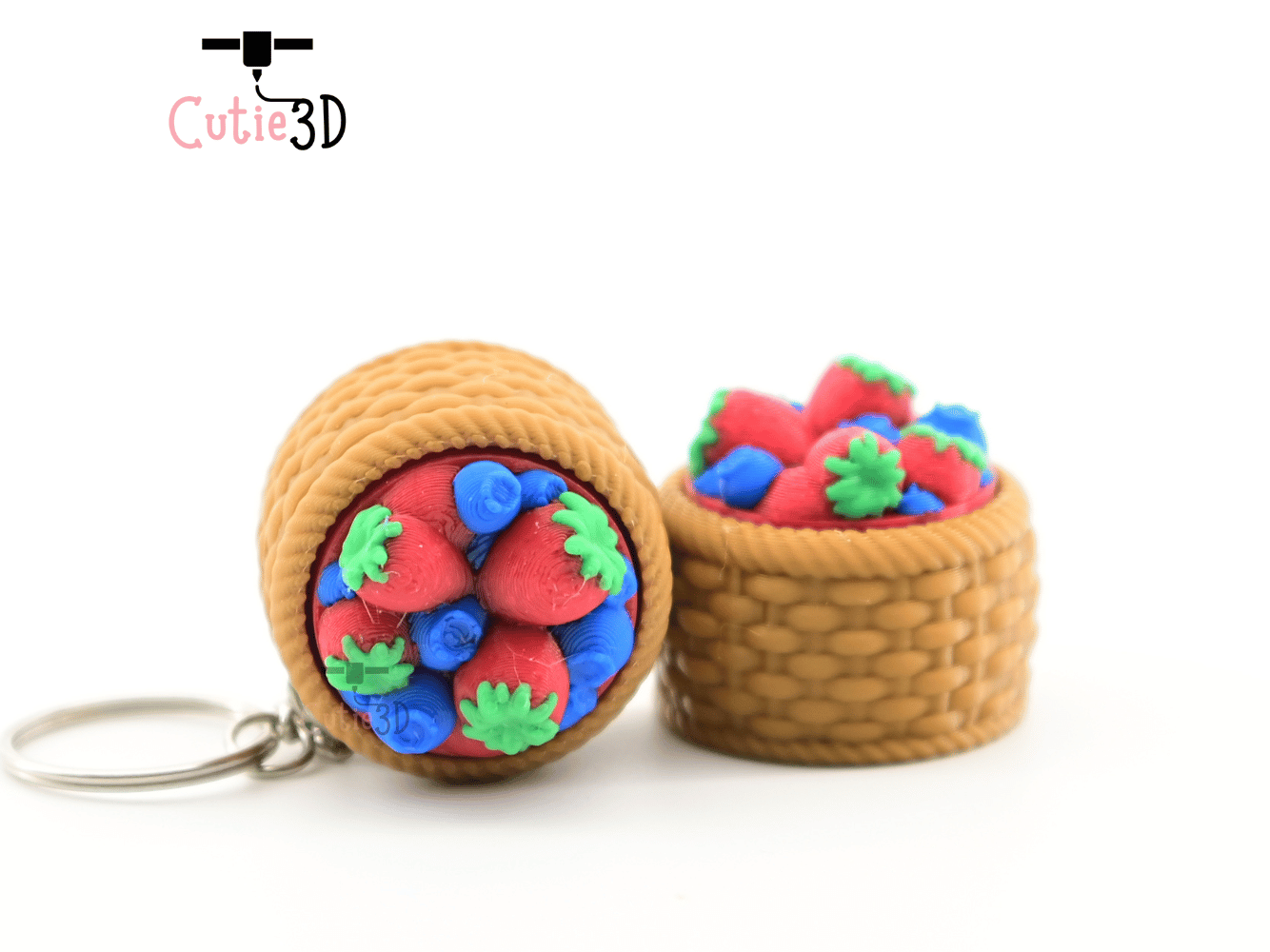 Digital Downloads - Cutie3D Basket Of Berries Keycap Fidget Clicker Keychain - Cute Backpack Keychain