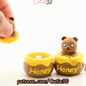 Digital Downloads - Cutie3D Bear In Honey Pot Keycap Fidget Clicker Keychain - Cute Backpack Keychain