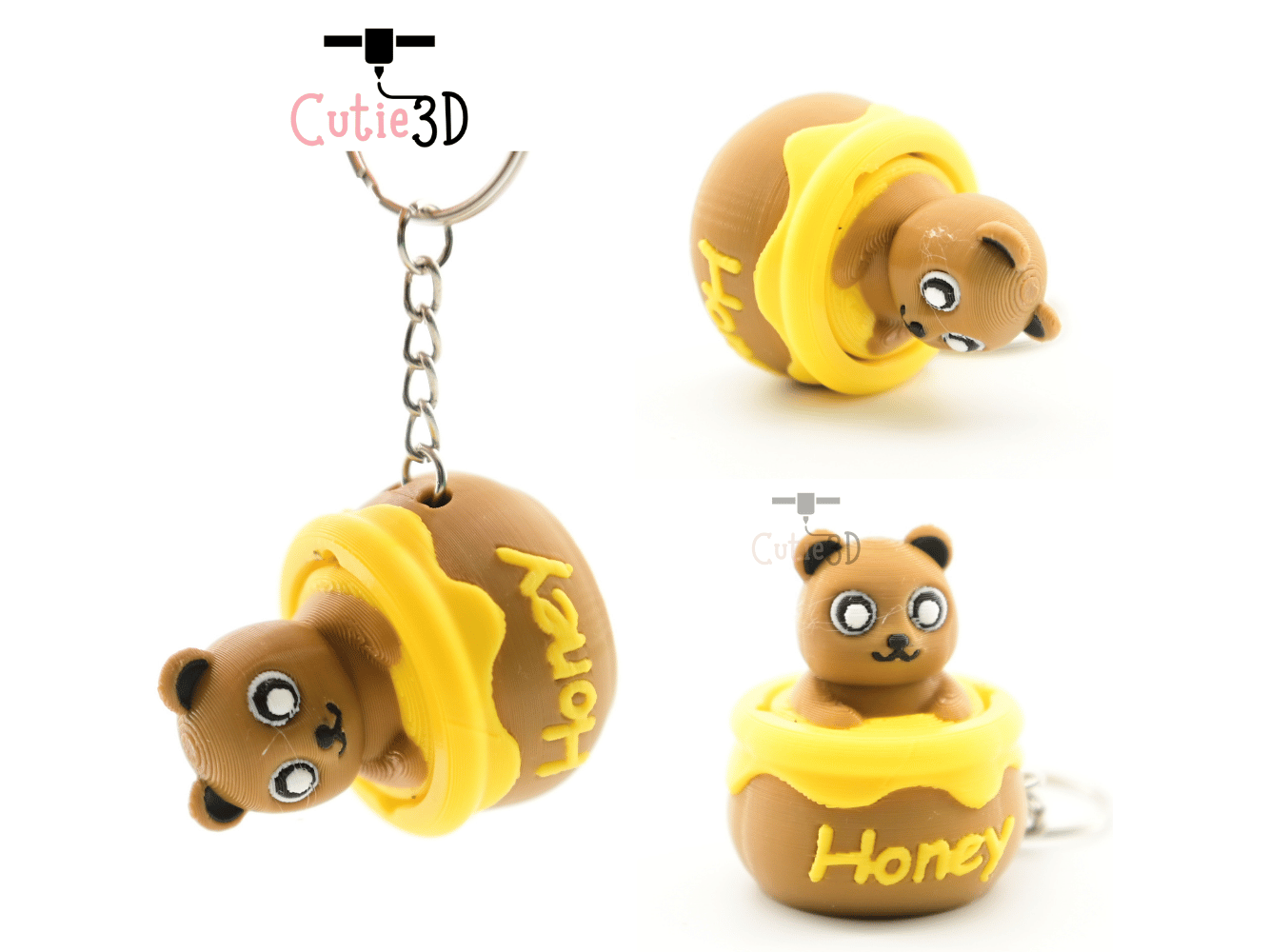 Digital Downloads - Cutie3D Bear In Honey Pot Keycap Fidget Clicker Keychain - Cute Backpack Keychain