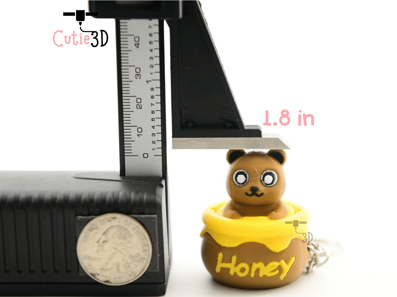 Digital Downloads - Cutie3D Bear In Honey Pot Keycap Fidget Clicker Keychain - Cute Backpack Keychain