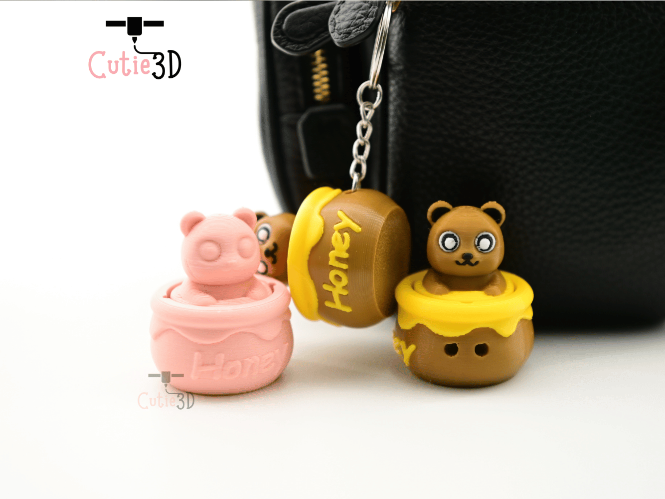 Digital Downloads - Cutie3D Bear In Honey Pot Keycap Fidget Clicker Keychain - Cute Backpack Keychain