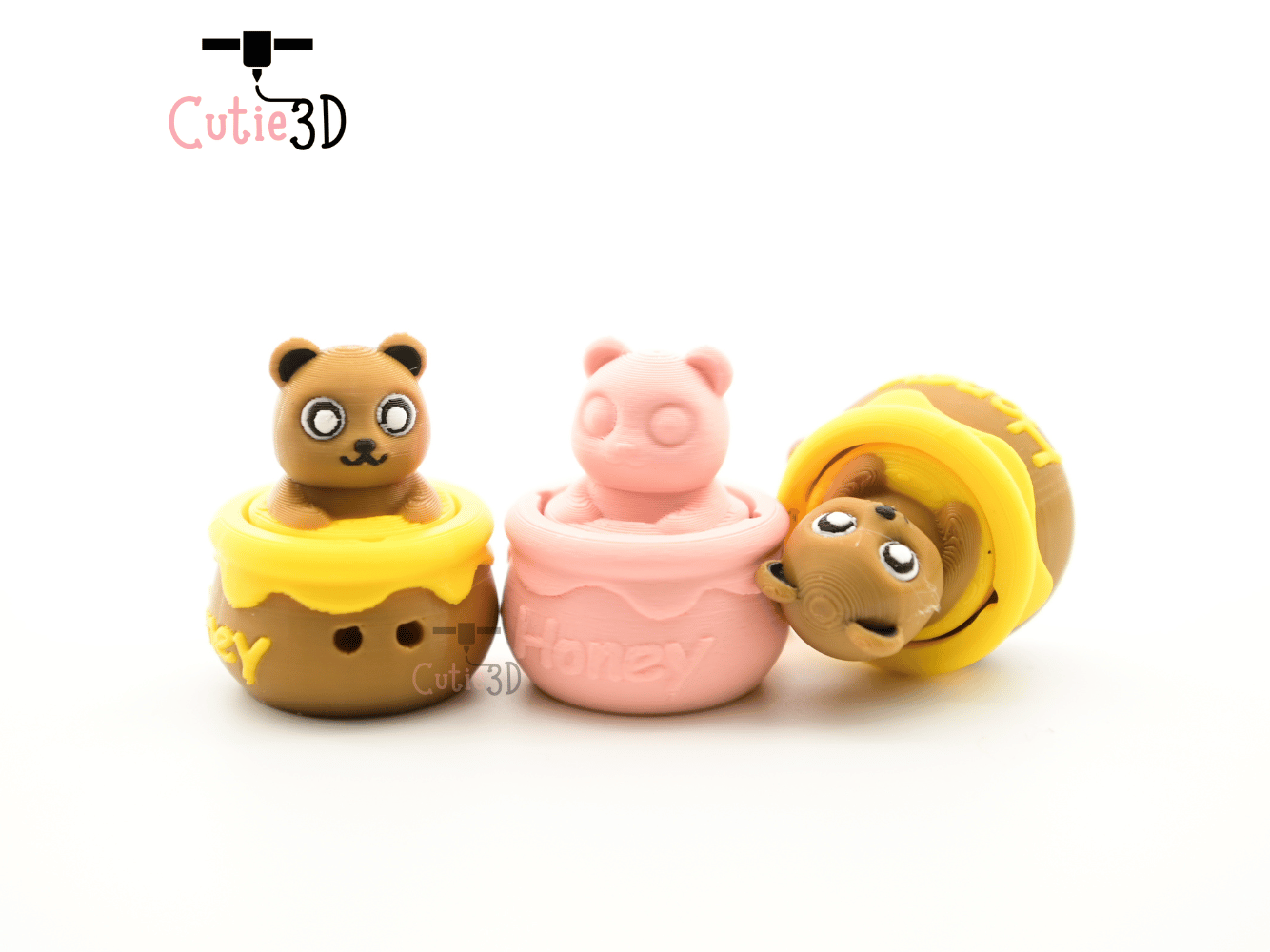 Digital Downloads - Cutie3D Bear In Honey Pot Keycap Fidget Clicker Keychain - Cute Backpack Keychain